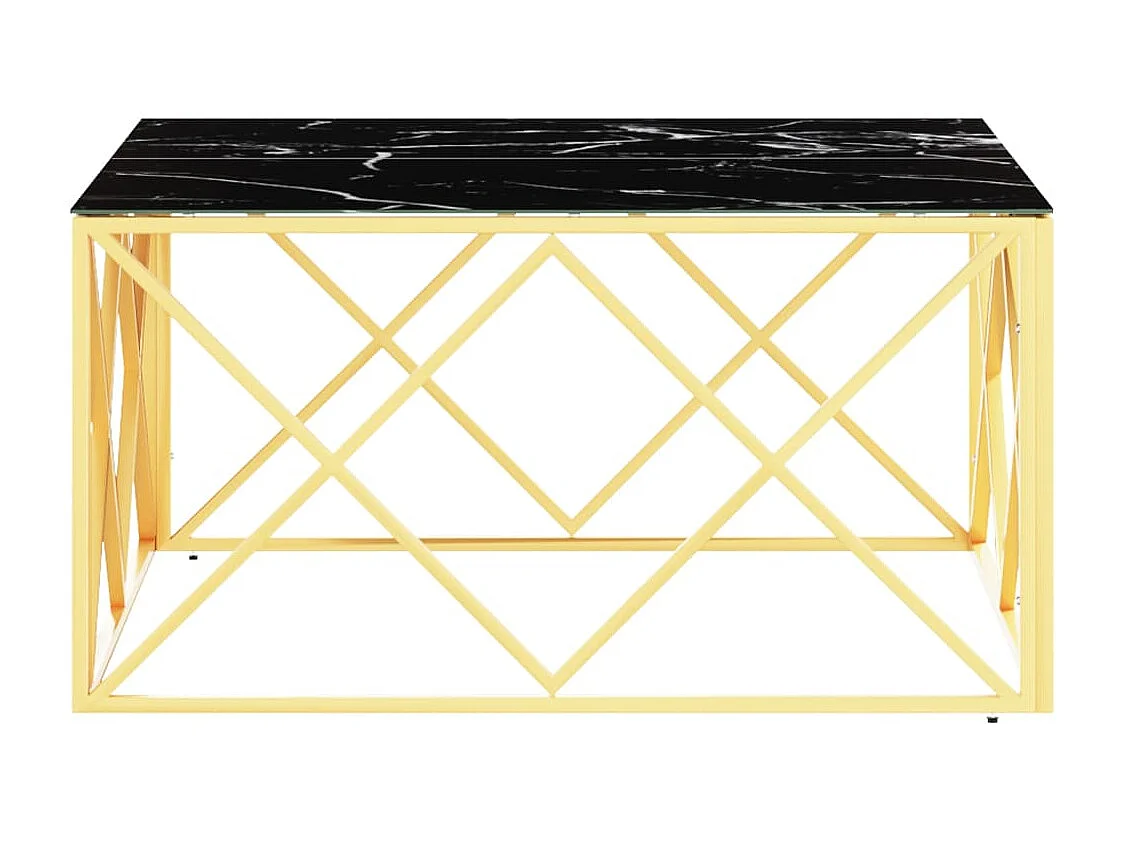 Couchtisch-Sofatisch-Beistelltische Golden 80x80x40 cm Edelstahl und Glas SHL79462