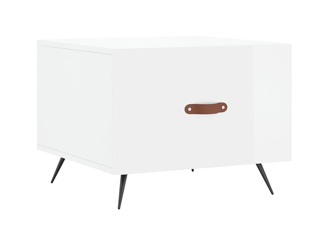 Mesa de centro | Mesa de apoio 50x50x40 cm madeira processada branco brilhante