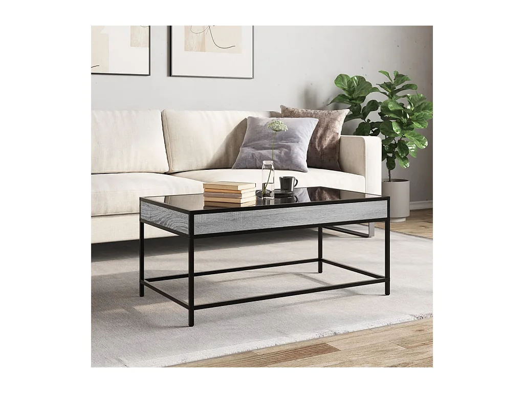 Mesa de centro-Mesa auxiliar madera de ingeniería roble ahumado 102x50x45 cm SHL3401