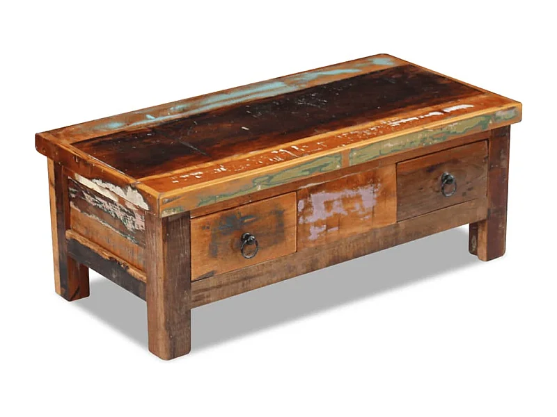 Table basse salon-Table d'appoint à tiroirs Bois de récupération 90x45x35 cm SHL23000