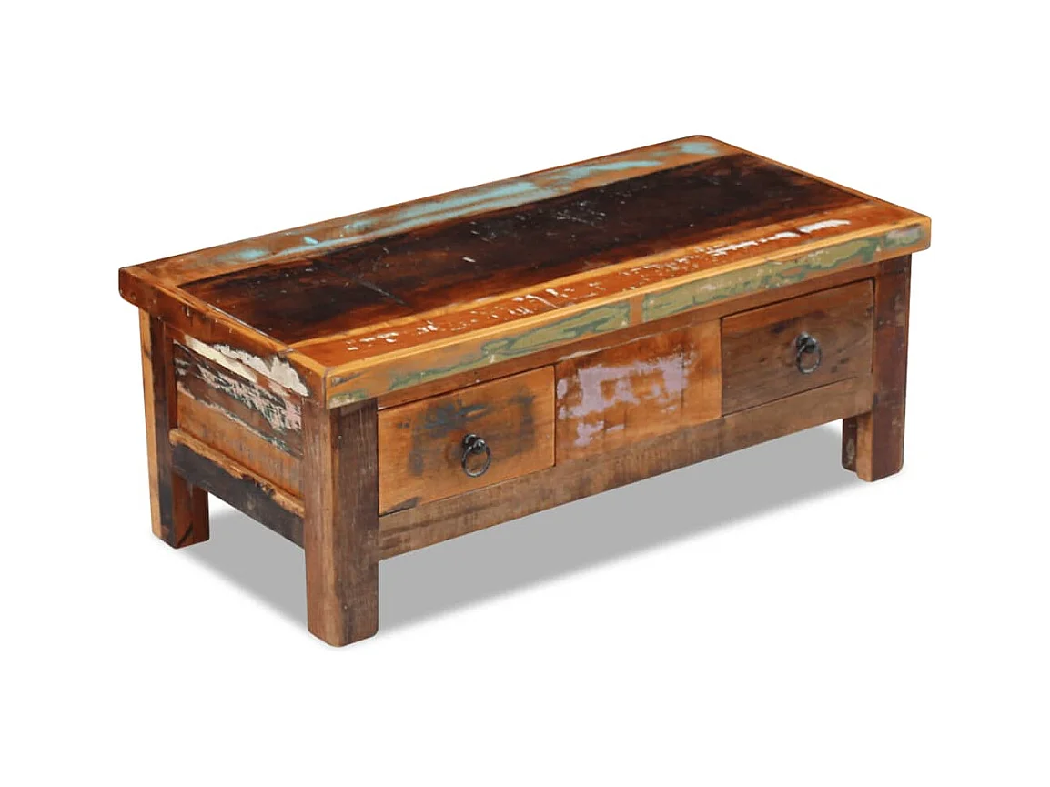 Table basse salon-Table d'appoint à tiroirs Bois de récupération 90x45x35 cm SHL23000