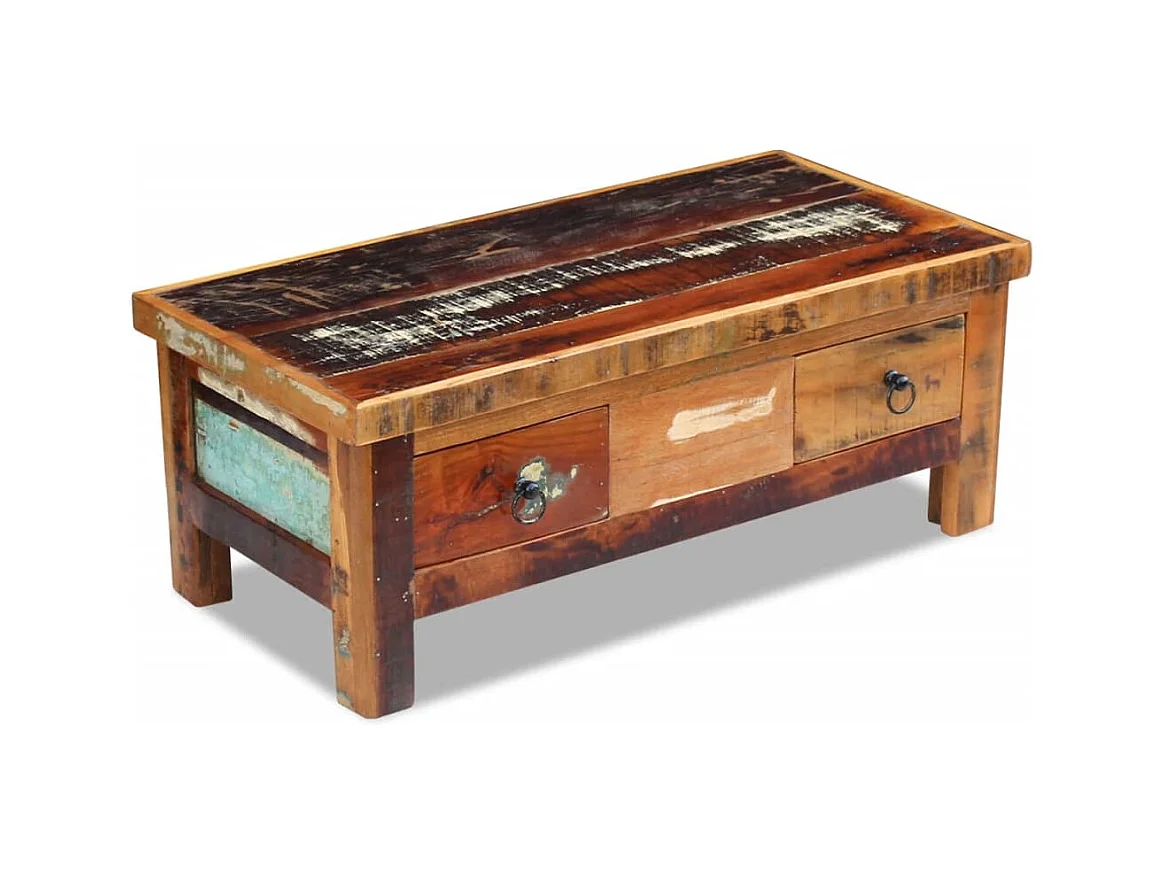 Table basse salon-Table d'appoint à tiroirs Bois de récupération 90x45x35 cm SHL23000