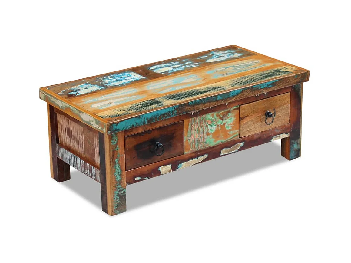 Table basse salon-Table d'appoint à tiroirs Bois de récupération 90x45x35 cm SHL23000