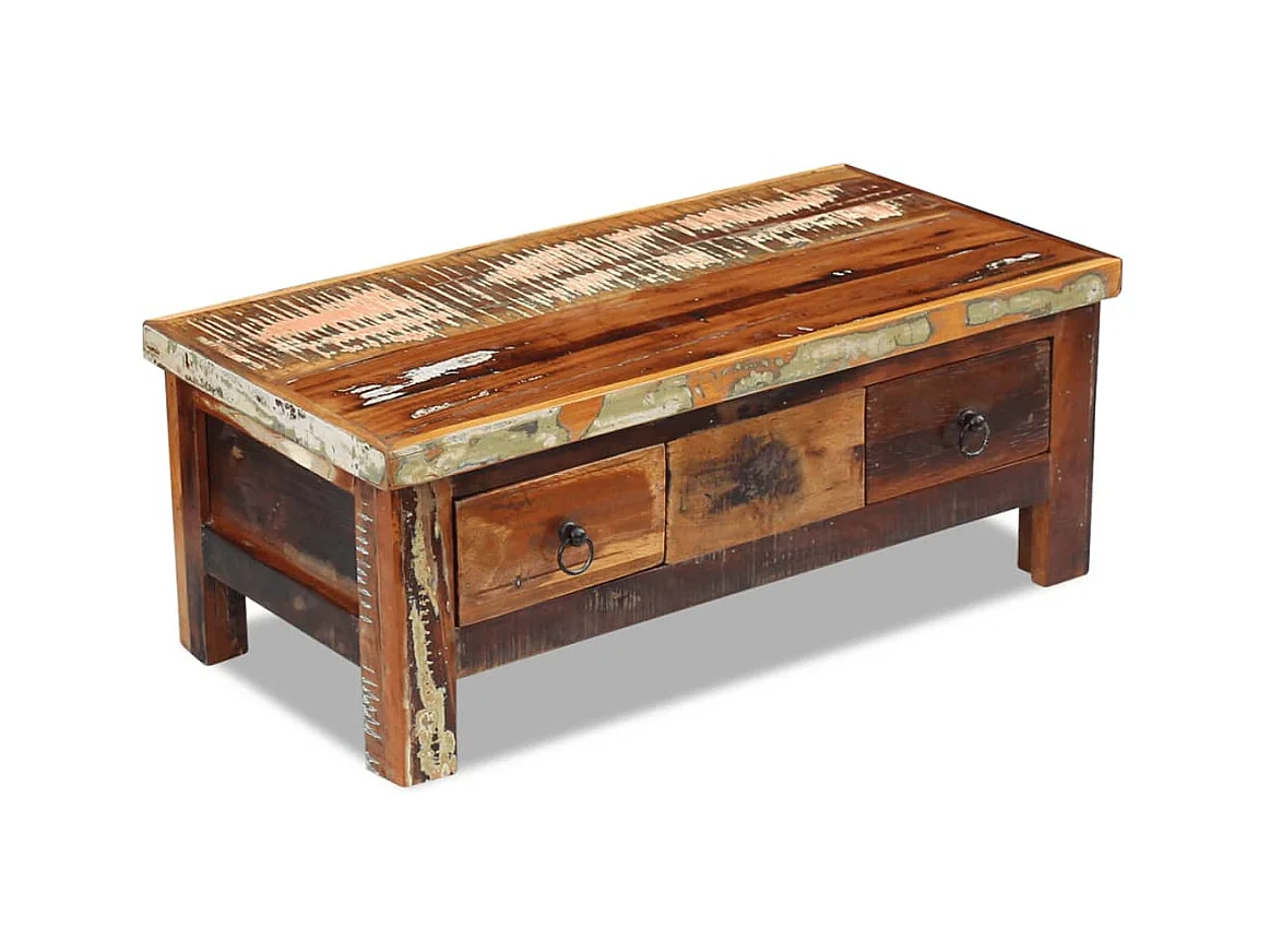 Table basse salon-Table d'appoint à tiroirs Bois de récupération 90x45x35 cm SHL23000