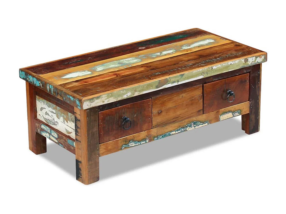 Table basse salon-Table d'appoint à tiroirs Bois de récupération 90x45x35 cm SHL23000