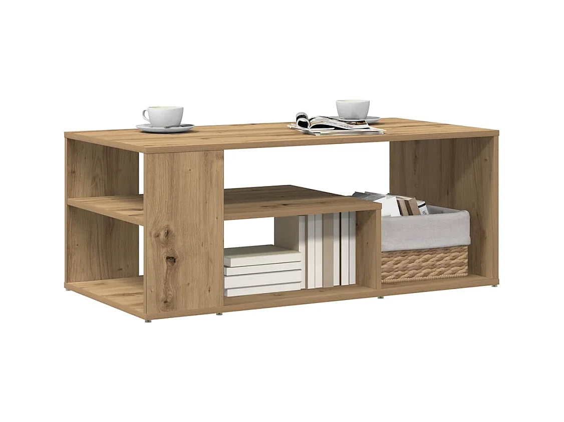 Table basse salon-Table d'appoint chêne artisanal 100x50x40 cm bois d'ingénierie SHL5329