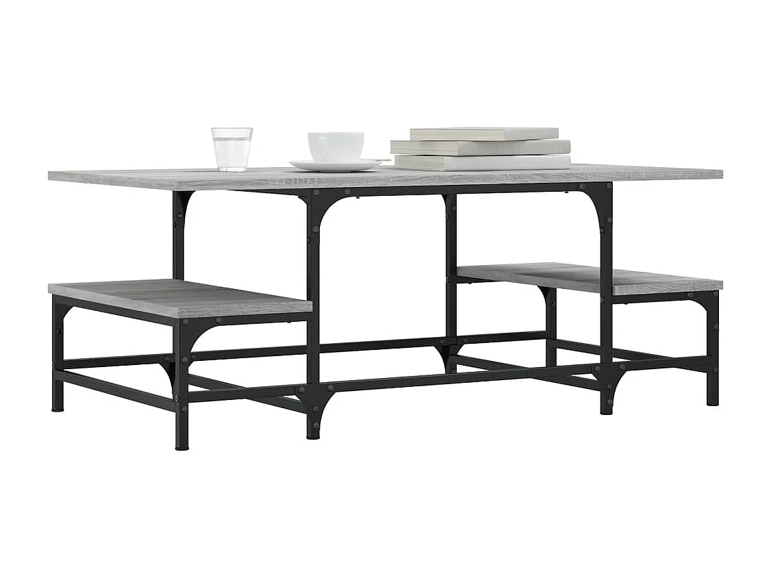 Mesa de centro-Mesa auxiliar con patas de metal roble Sonoma 50x50x40 cm SHL2589