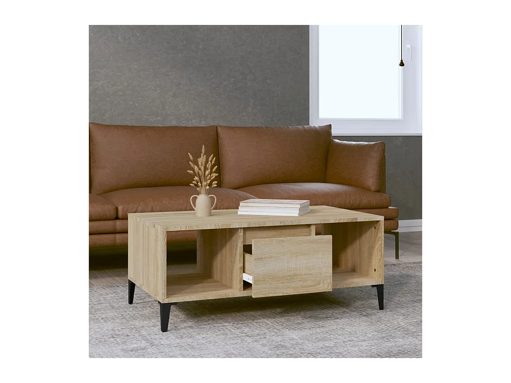 Mesa de centro | Mesa auxiliar madera contrachapada roble Sonoma 55x55x36,5 cm SHL241683