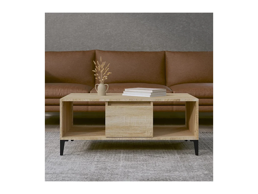 Mesa de centro | Mesa auxiliar madera contrachapada roble Sonoma 55x55x36,5 cm SHL241683