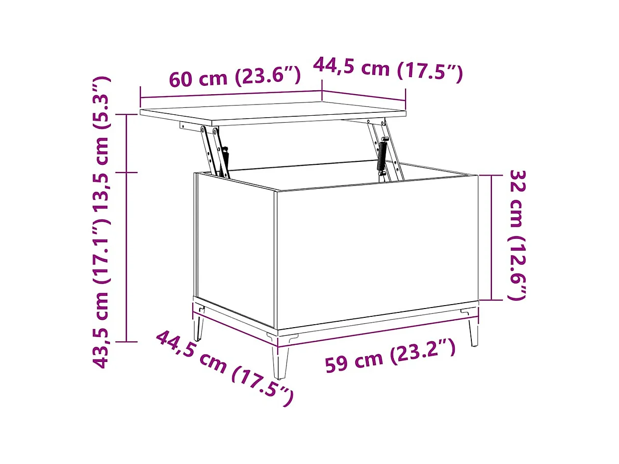 Mesa de centro | Mesa auxiliar madera contrachapada roble ahumado 90x50x36,5 cm SHL2953