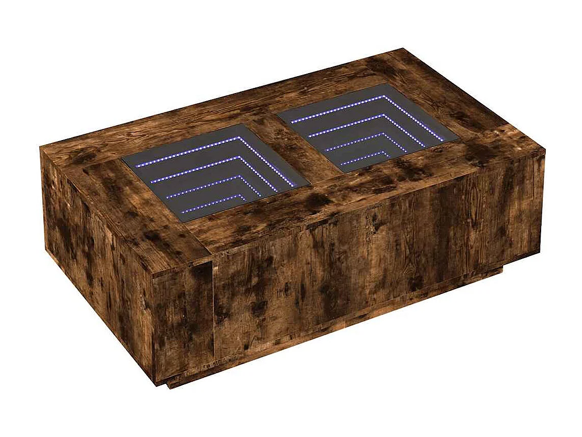 Table basse salon-Table d'appoint avec LED infini chêne fumé 116x69x40 cm SHL32033