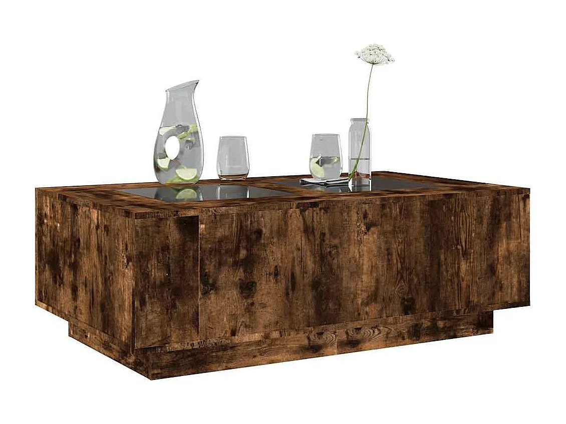 Table basse salon-Table d'appoint avec LED infini chêne fumé 116x69x40 cm SHL32033