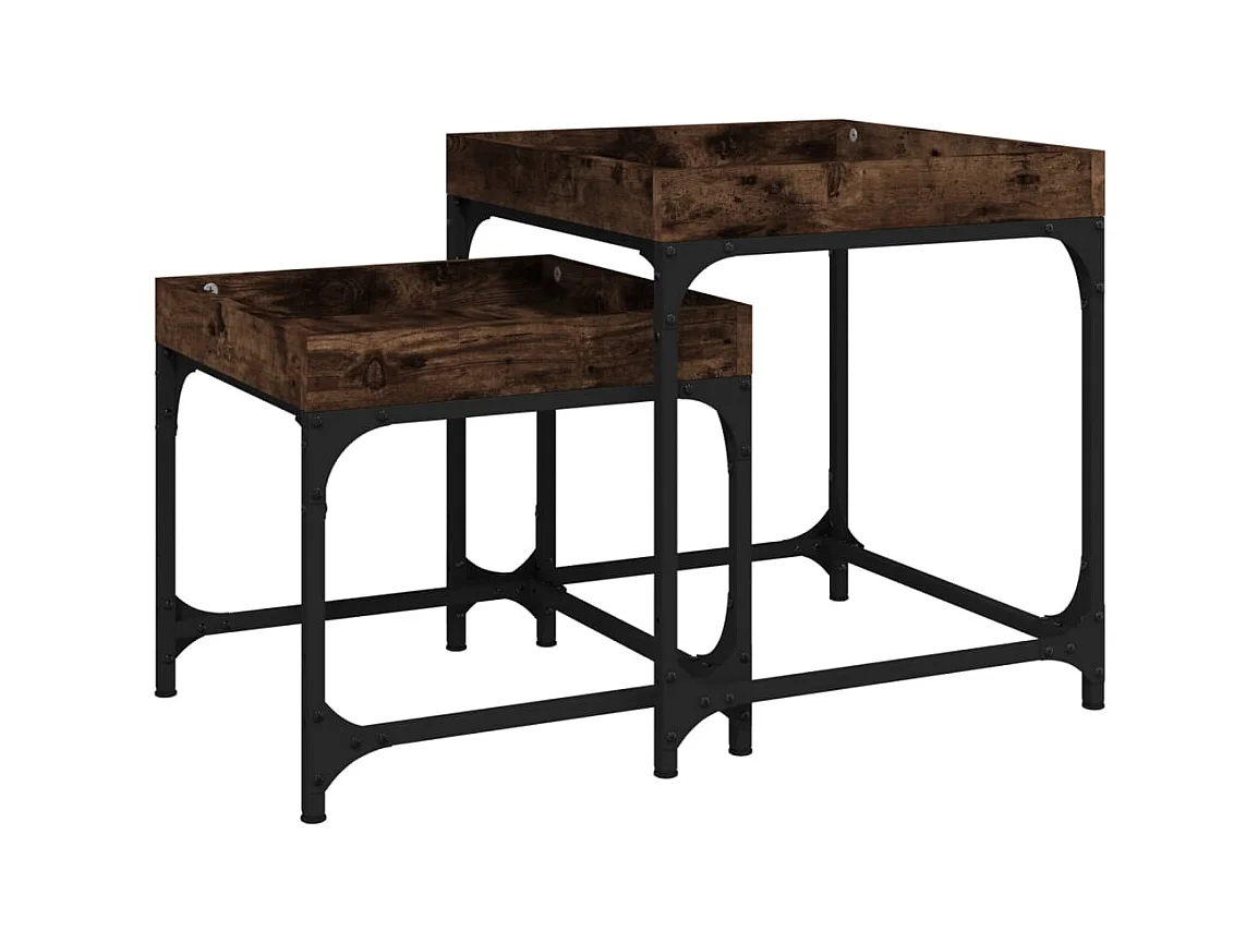 Table basse salon-Tables d'appoint 2 pcs Chêne fumé Bois d'ingénierie SHL50280