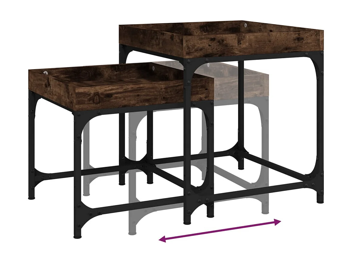 Table basse salon-Tables d'appoint 2 pcs Chêne fumé Bois d'ingénierie SHL50280