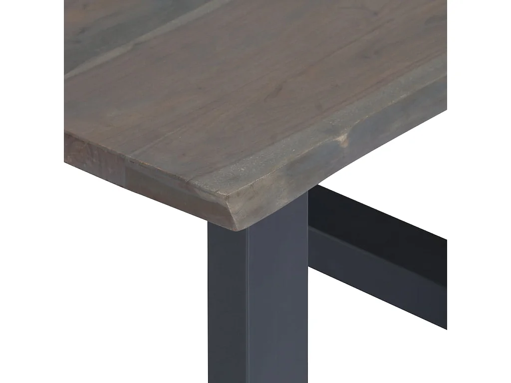 Couchtisch-Beistelltische-Sofatisch mit Naturkanten Grau 60x60x40 cm Massivholz Akazie SHL51621