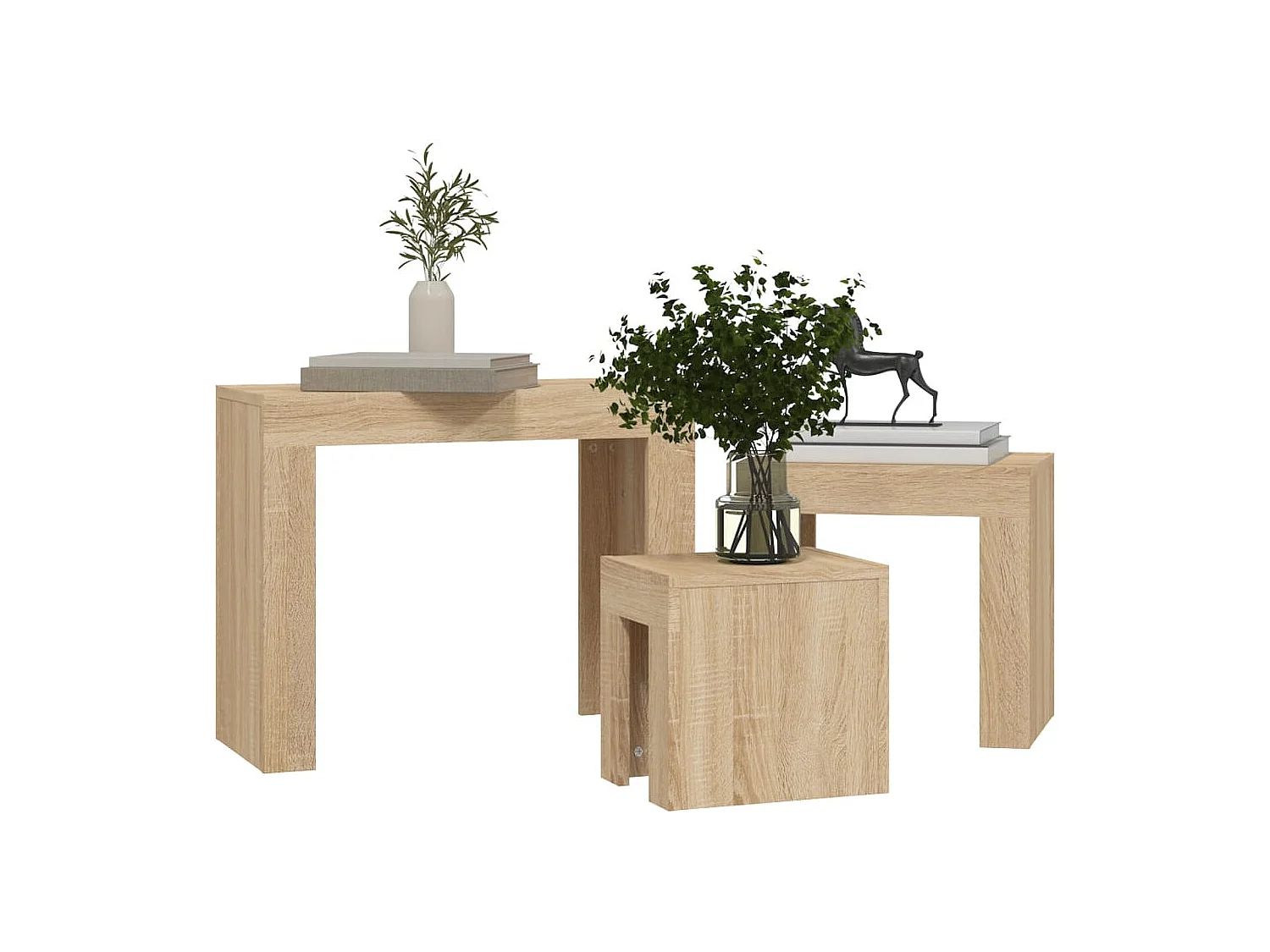 Beistelltische 3er Set-Satztische-Couchtisch Sonoma-Eiche Holzwerkstoff SHL40765