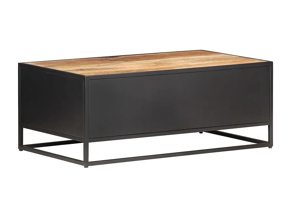 Couchtisch-Beistelltisch-Sofatisch 90x50x35 cm Raues Mangoholz und Wiener Geflecht SHL45338