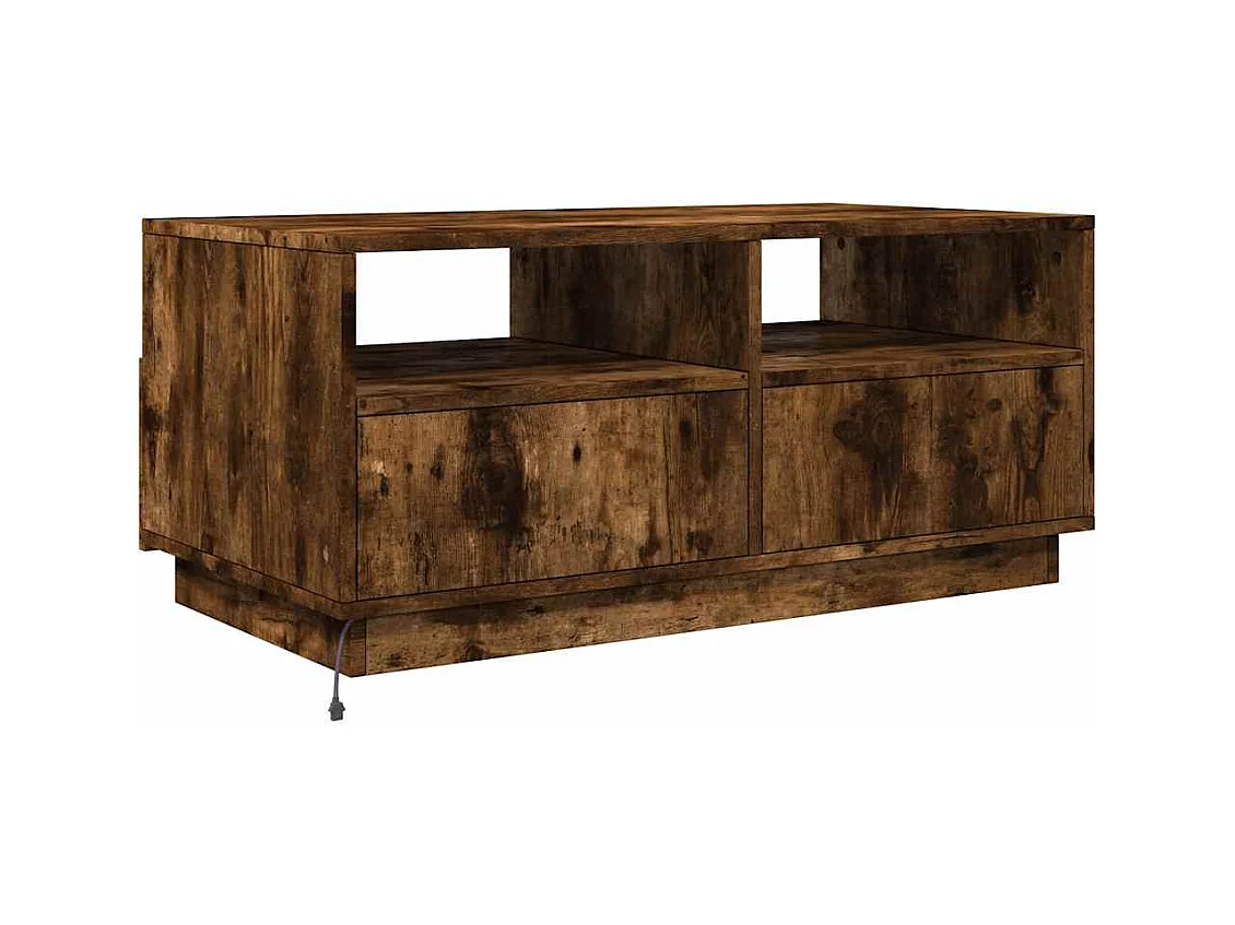 Mesa de centro-Mesa auxiliar de madera maciza de mango rugosa y acero 110 cm SHL408910