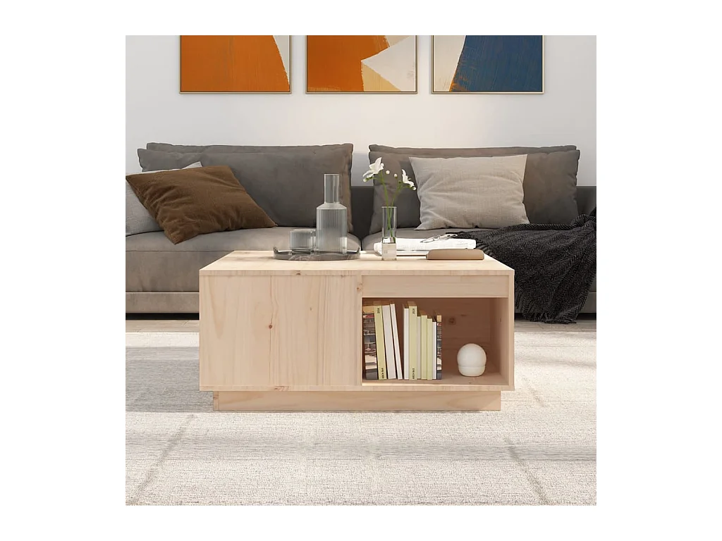Mesa de centro | Mesa de apoio | Mesa de café 80x81x36.5 cm madeira de pinho maciça