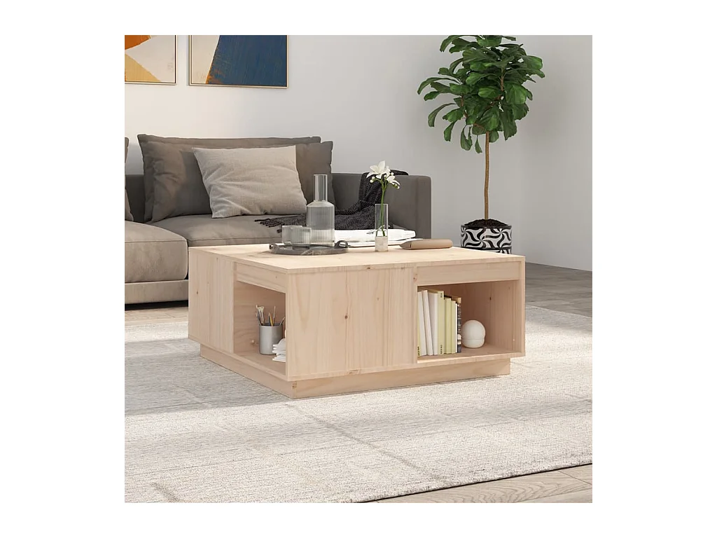 Mesa de centro | Mesa de apoio | Mesa de café 80x81x36.5 cm madeira de pinho maciça