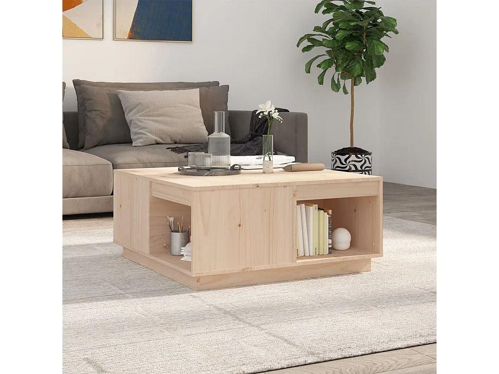 Table basse salon-Table d'appoint 80x81x36,5 cm Bois massif de pin SHL22173