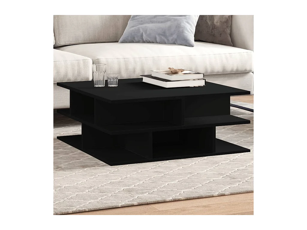 Mesa de centro-Mesa auxiliar de madera maciza de pino negro 110x50x40 cm SHL4395