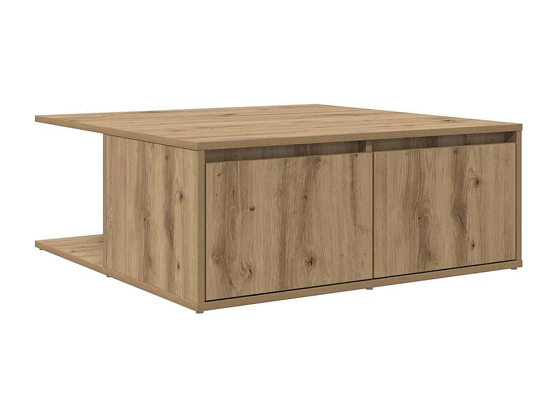 Salontafel | Woonkamertafel | Koffietafel artisanaal eikenkleurig 80 x 80 x 31 cm Bewerkt hout