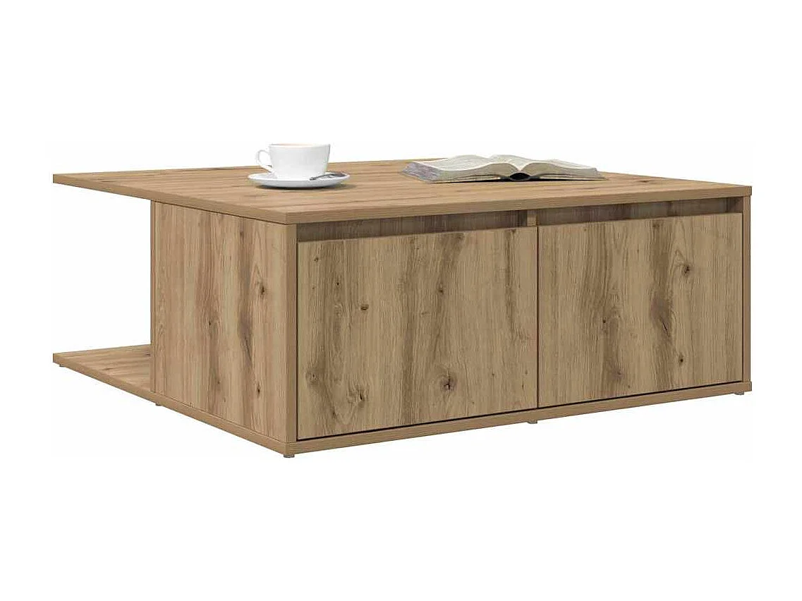 Salontafel | Woonkamertafel | Koffietafel artisanaal eikenkleurig 80 x 80 x 31 cm Bewerkt hout