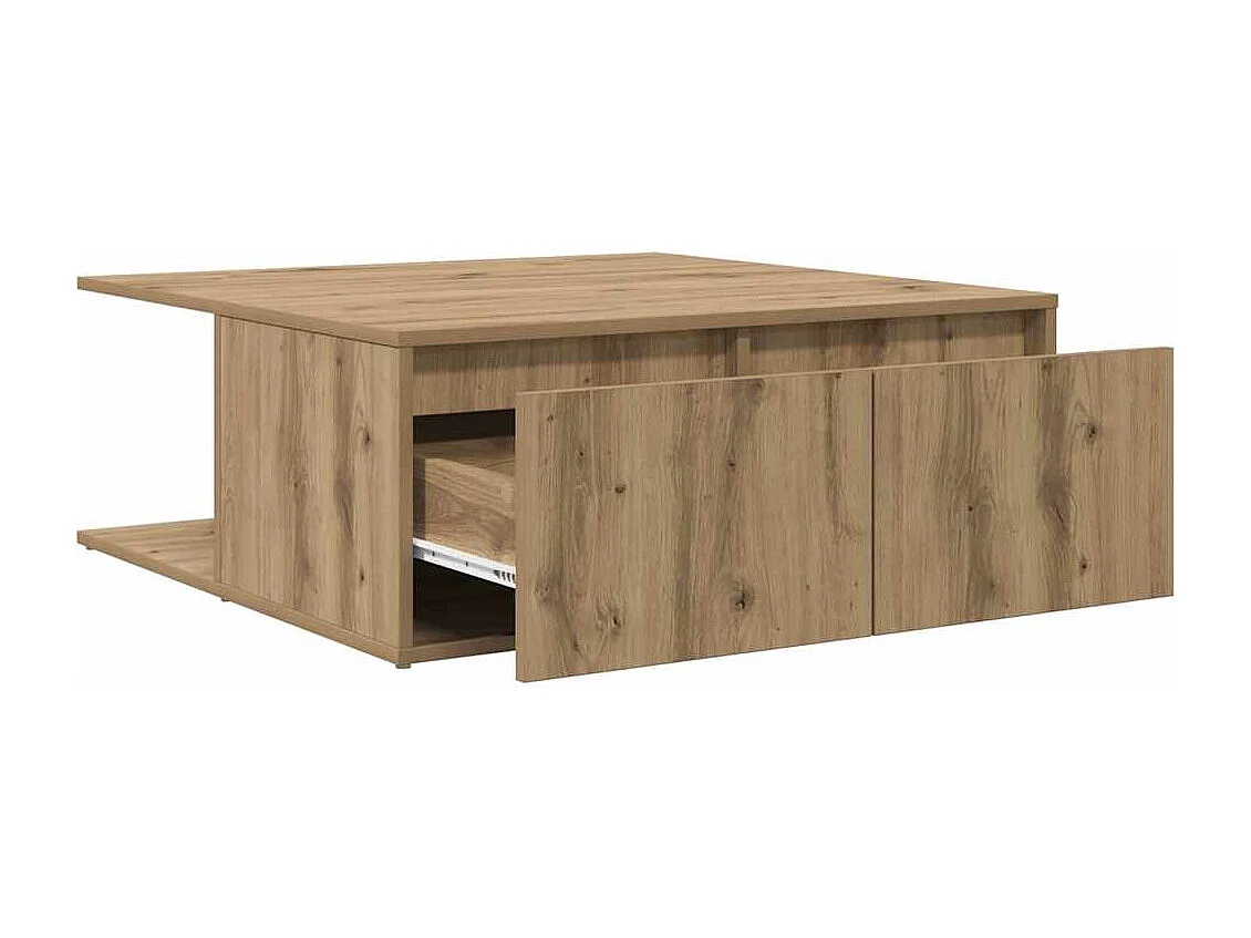 Salontafel | Woonkamertafel | Koffietafel artisanaal eikenkleurig 80 x 80 x 31 cm Bewerkt hout