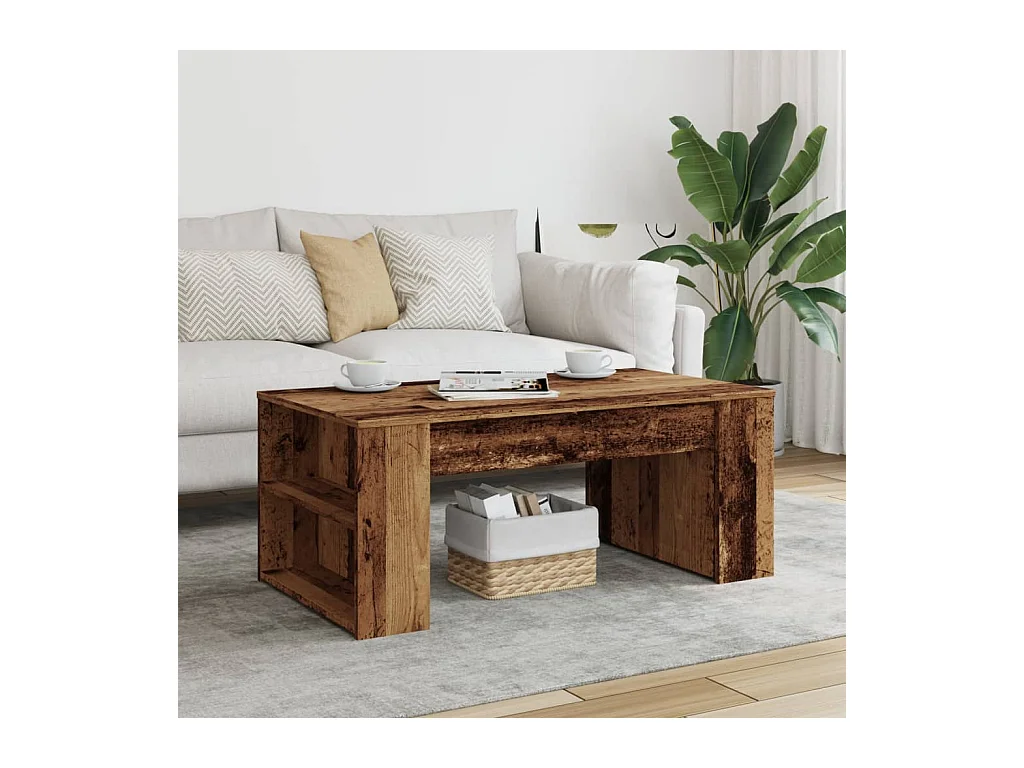 Mesa de centro-Mesa auxiliar madera maciza reciclada y acero Ø50x35 cm SHL389