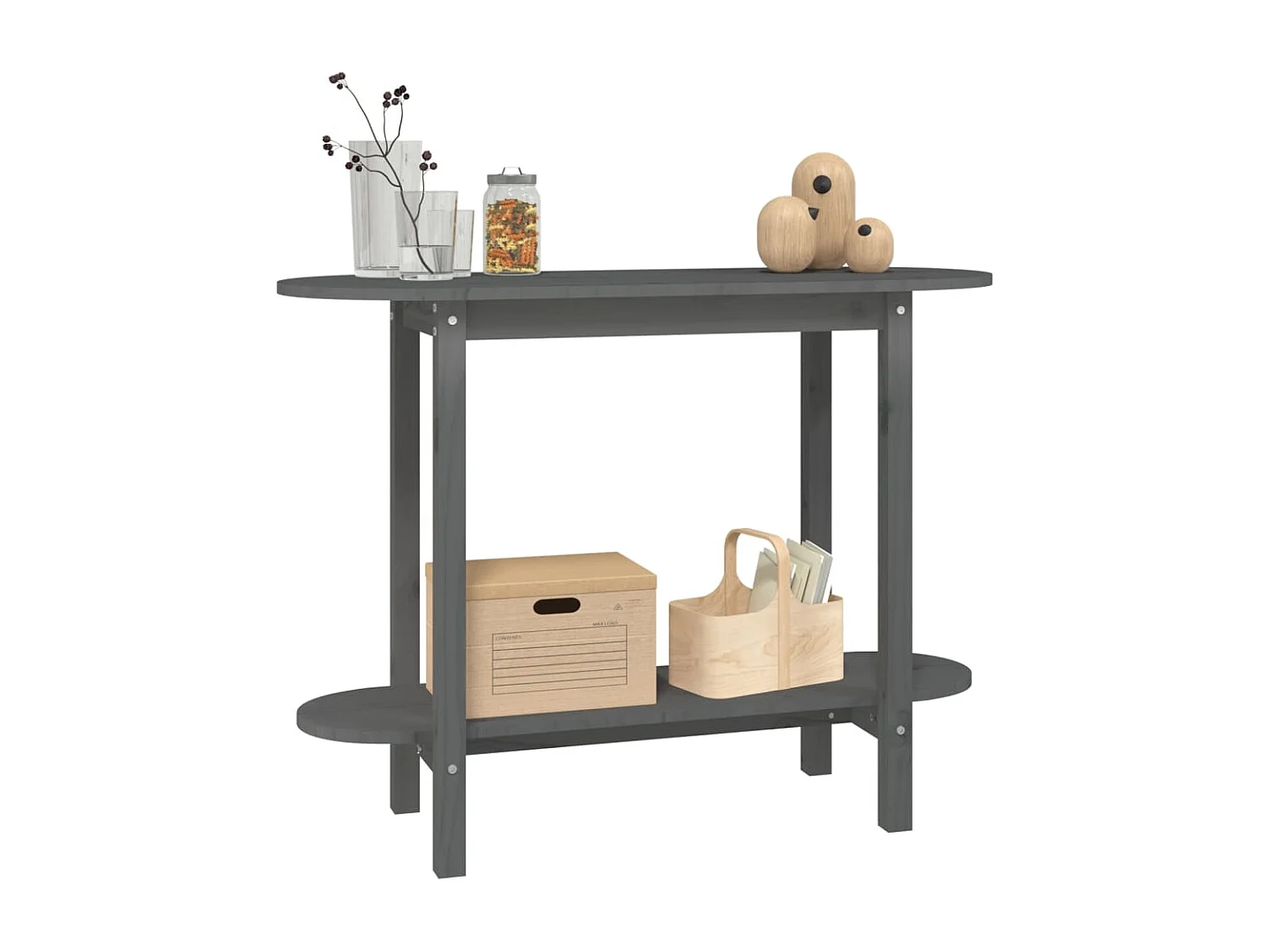 Couchtisch-Beistelltische-Sofatisch Grau 110x40x80 cm Massivholz Kiefer SHL11879