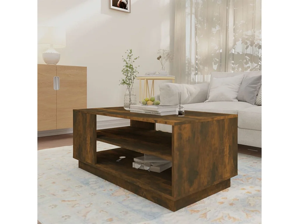 Couchtisch-Sofatisch-Beistelltische Räuchereiche 102x55x43 cm Holzwerkstoff SHL25935