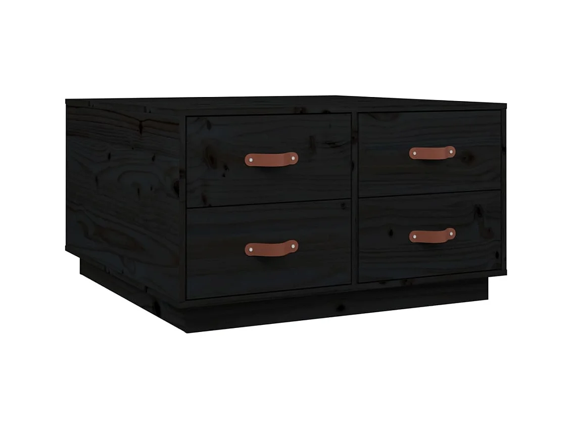Table basse salon-Table d'appoint Noir 80x80x45 cm Bois massif de pin SHL75319