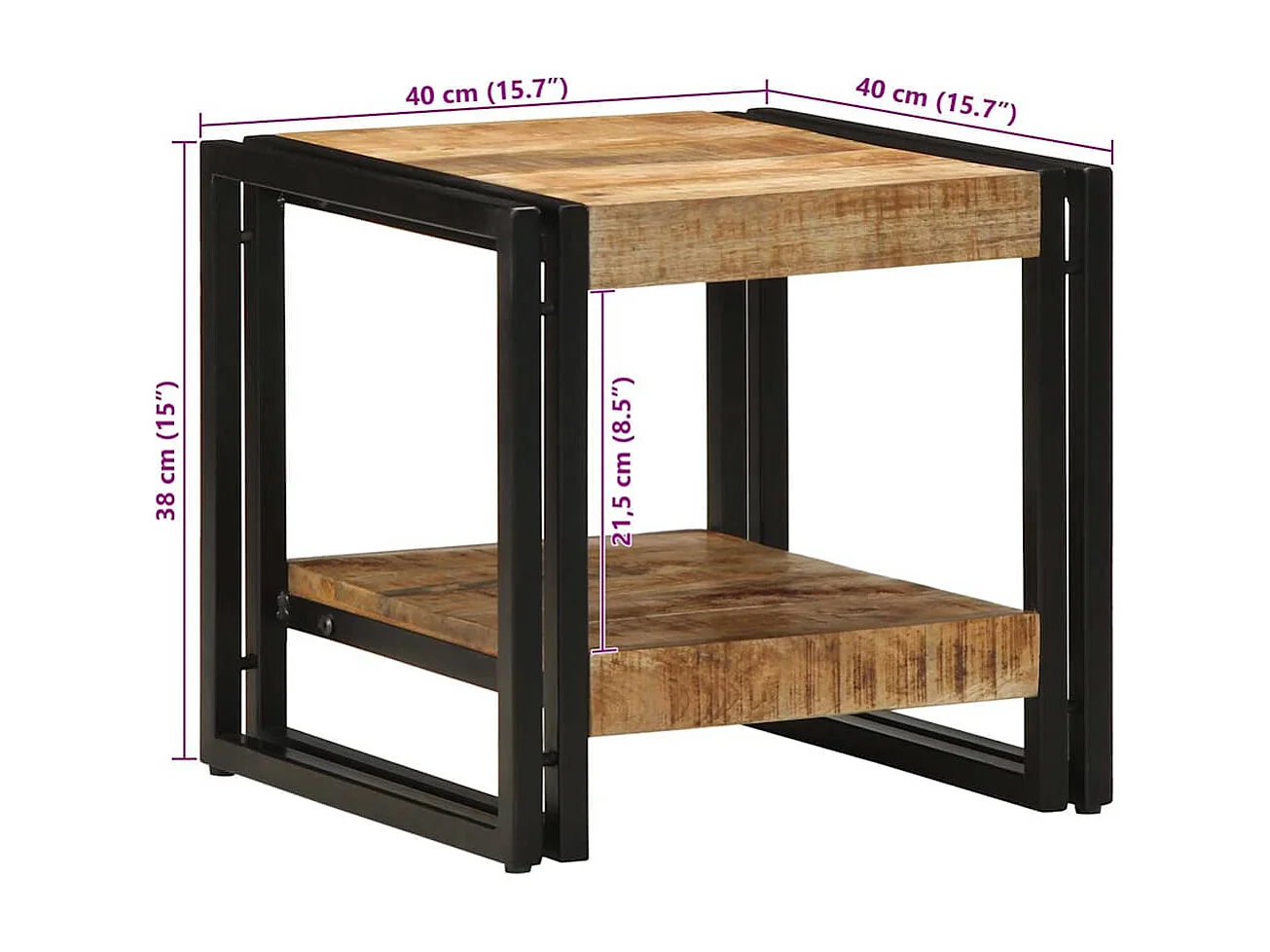 Couchtisch-Wohnzimmertisch-Beistelltische Braun 40x40x38 cm Massivholz Mango SHL56646