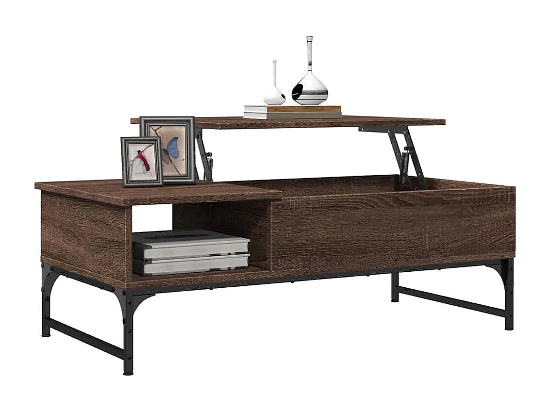 Couchtisch-Wohnzimmertisch-Beistelltische Braun Eichen-Optik 100x50x35 cm Holzwerkstoff Metall SHL53479