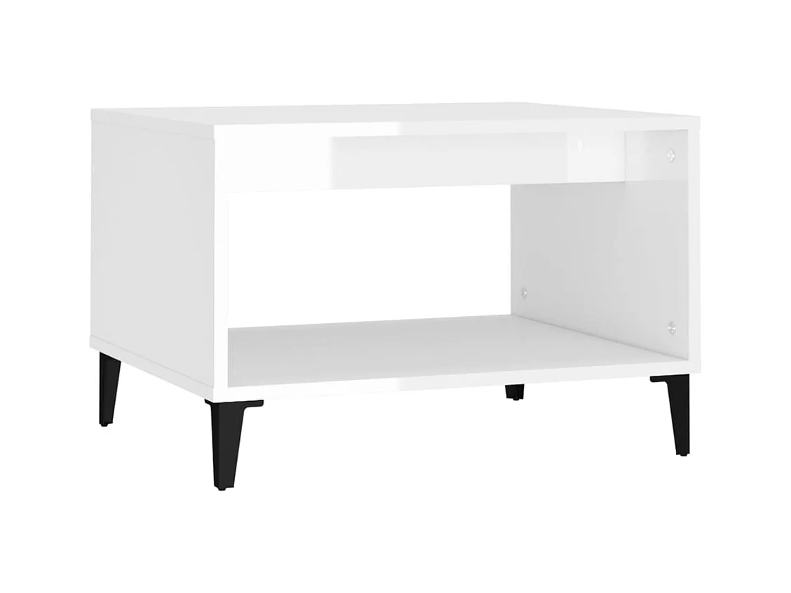 Table basse salon-Table d'appoint Blanc brillant 60x50x40 cm Bois d'ingénierie SHL10023