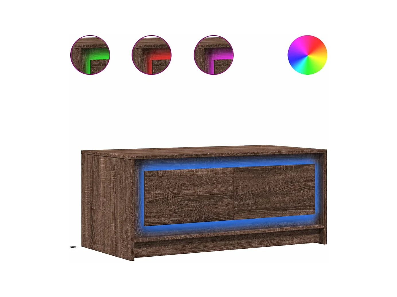Table basse salon-Table d'appoint avec lumières LED chêne marron bois d'ingénierie SHL19700