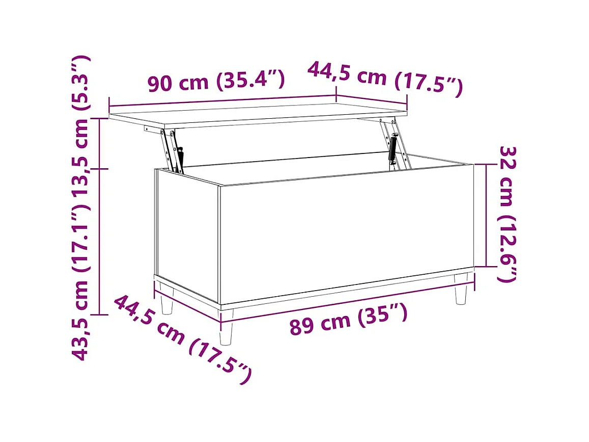 Mesa de centro | Mesa auxiliar madera contrachapada roble ahumado 90x50x40 cm SHL2718