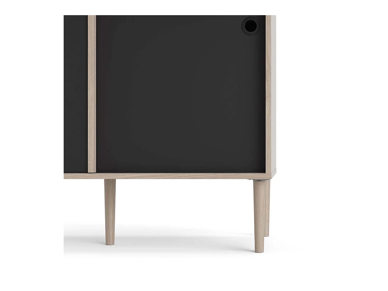 Penny Buffet, 2 portes coulissantes et 2 tiroirs, imitation chêne Hickory, noir mat.