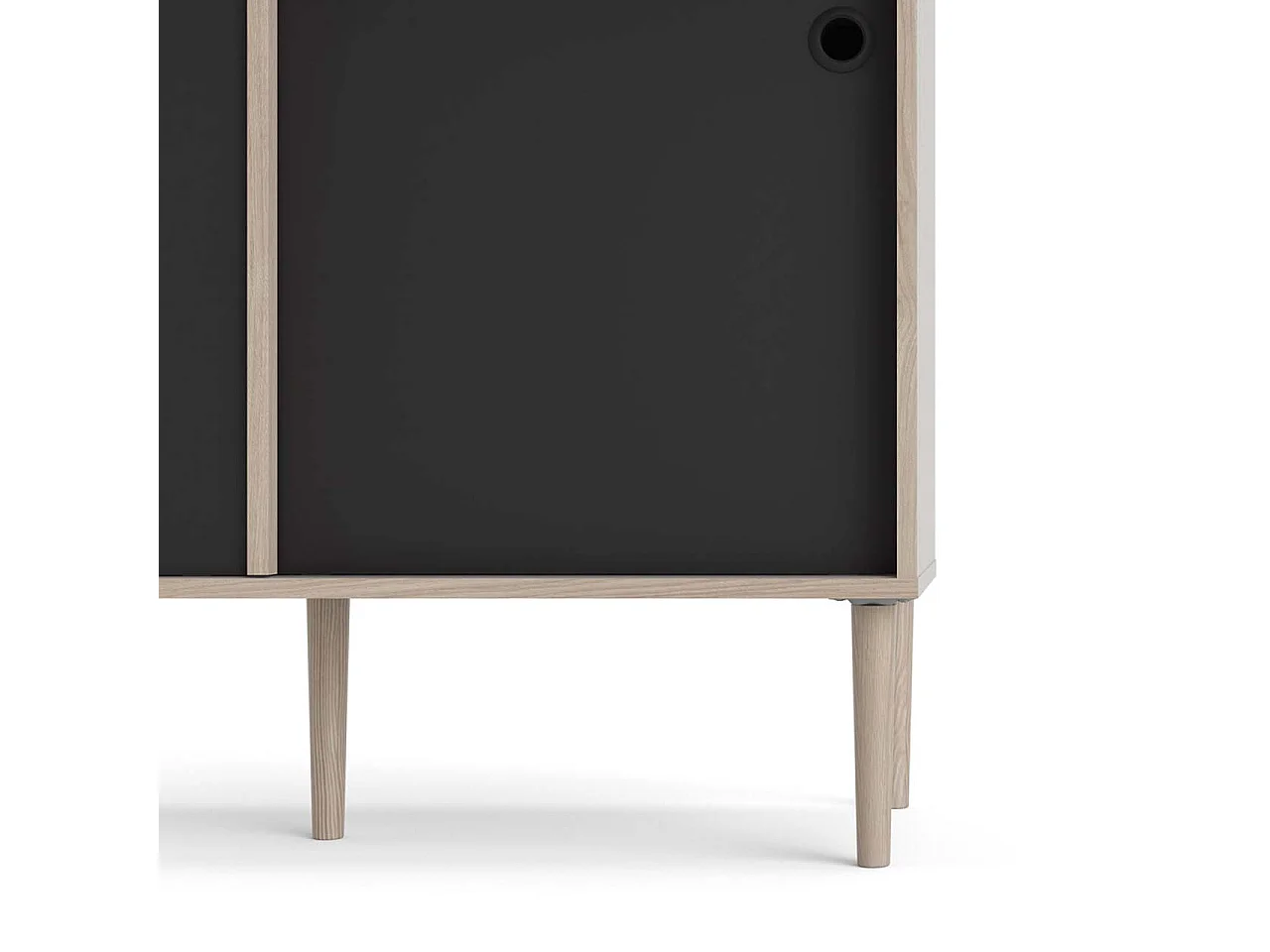 Penny Buffet, 2 portes coulissantes et 2 tiroirs, imitation chêne Hickory, noir mat.