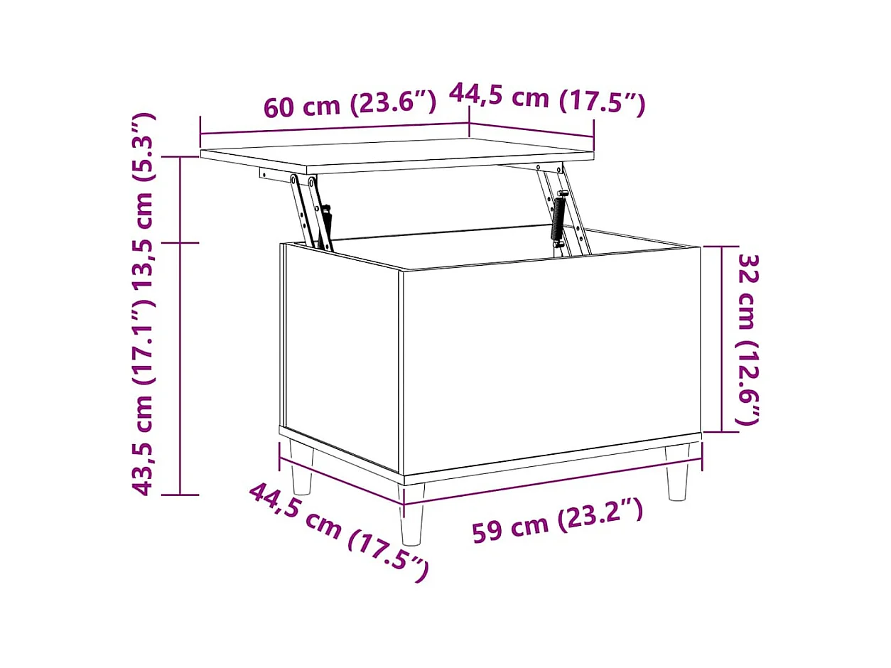 Mesa de centro | Mesa auxiliar madera contrachapada roble ahumado 90x50x36,5 cm SHL2881