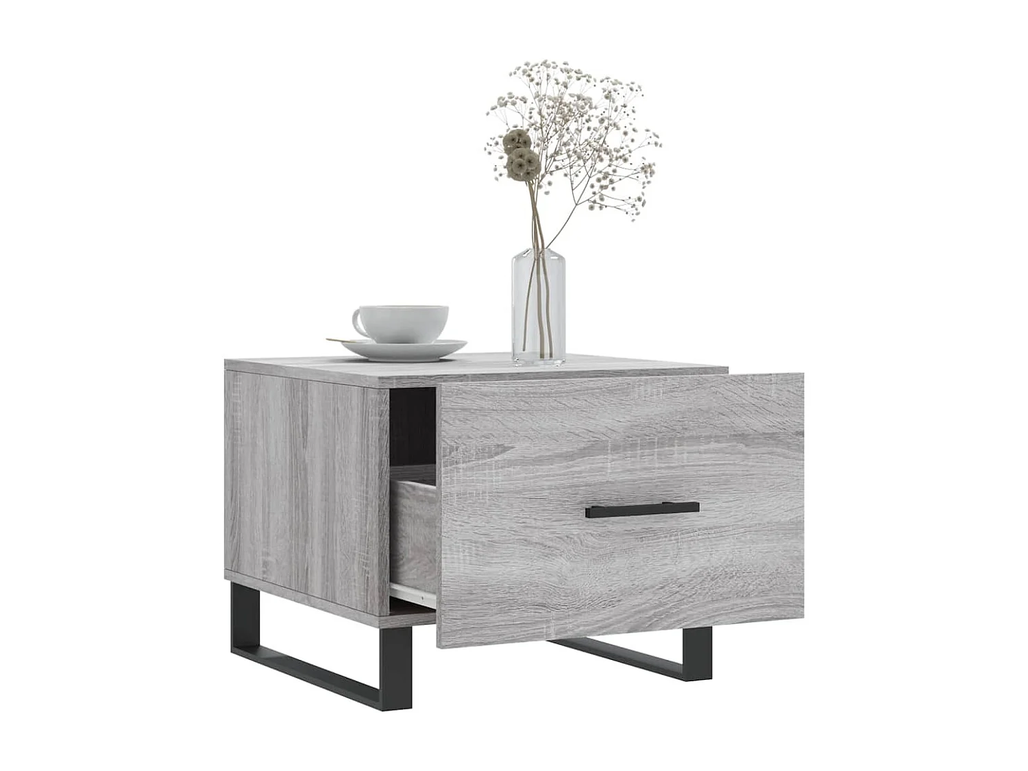 Salontafel | Woonkamertafel | Bijzettafel 50x50x40 cm bewerkt hout grijs sonoma eiken