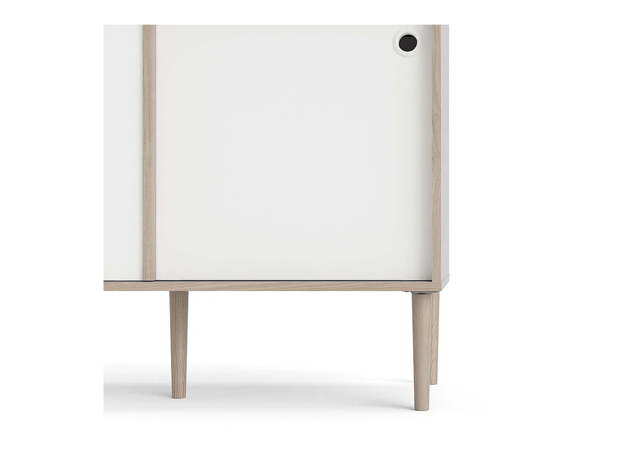 Penny Buffet, 2 portes coulissantes et 2 tiroirs, imitation chêne Hickory, blanc mat.