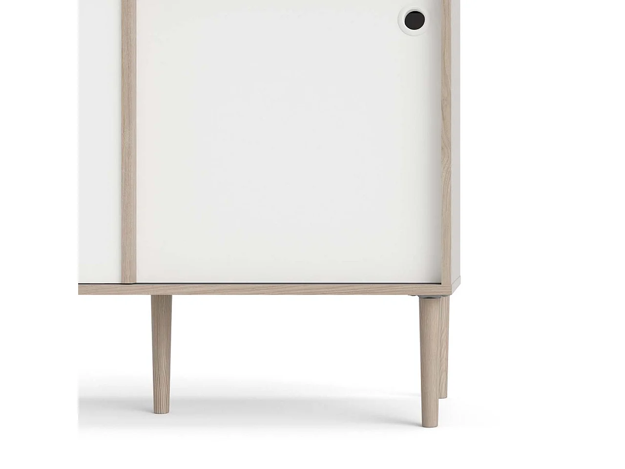 Penny Sideboard 2 Schiebetüren und 2 Schubladen Hickory-Dekor und Mattweiß.