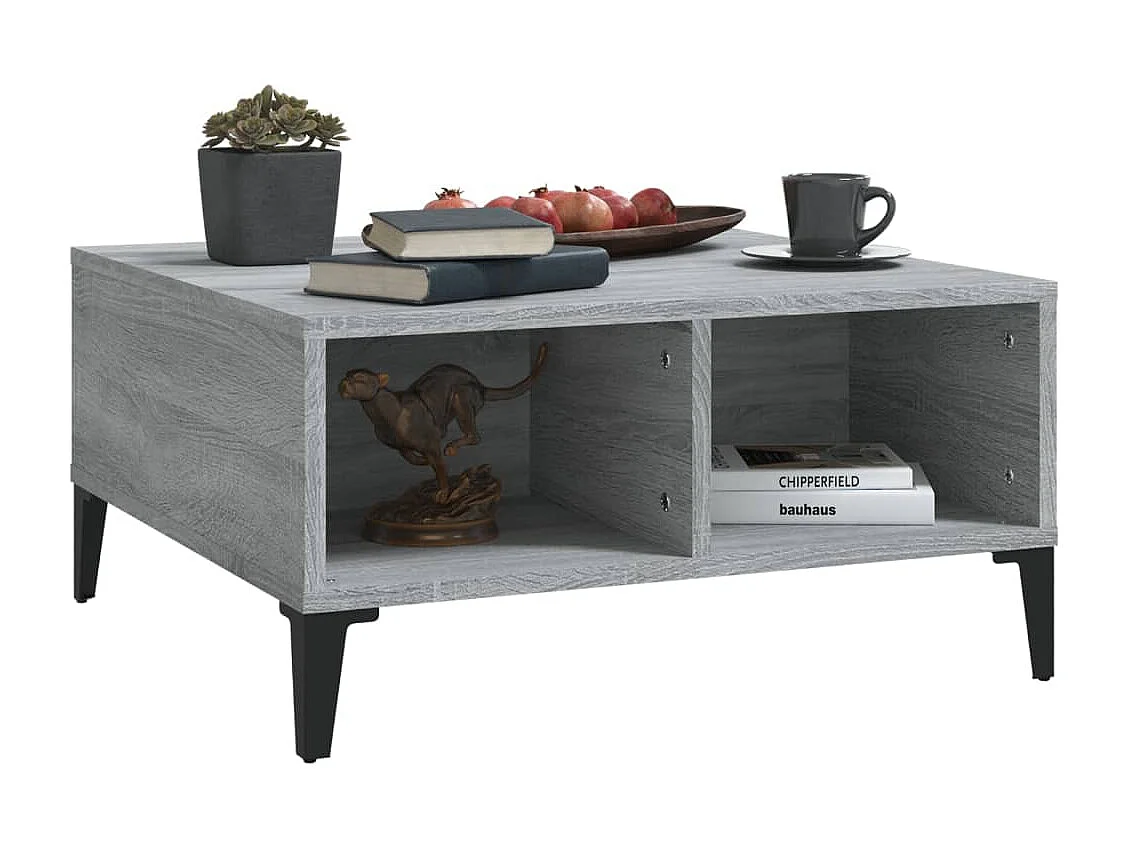 Mesa de centro | Mesa auxiliar madera contrachapada blanco brillo 51x50x44 cm SHL3794