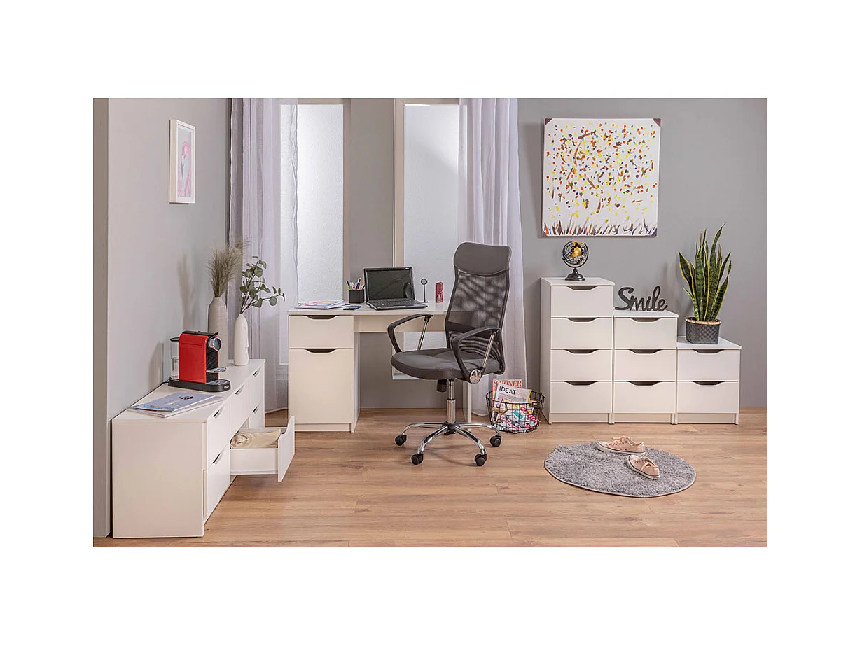 Wung Commode à 4 tiroirs, blanc .