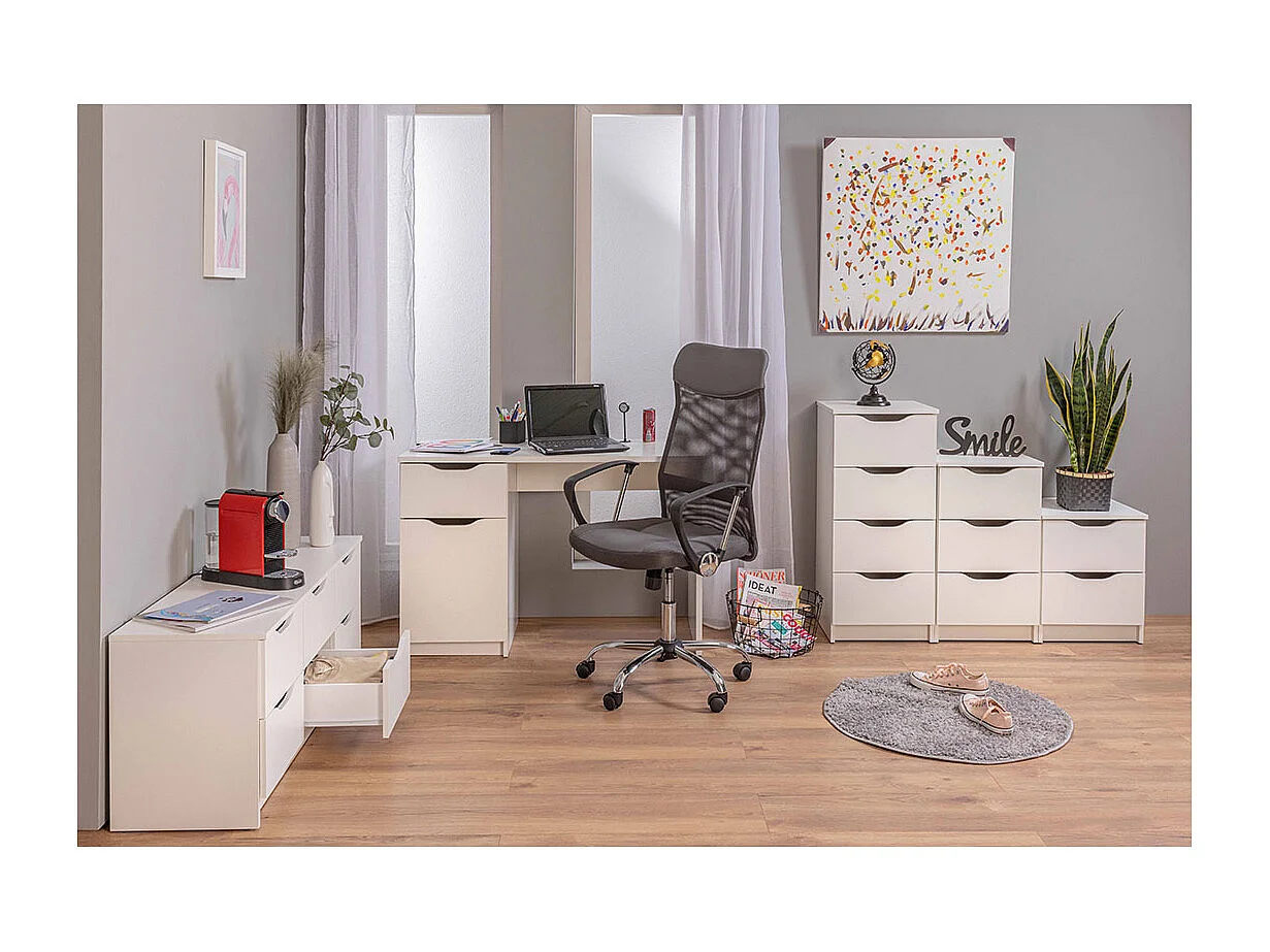 Wung Commode à 4 tiroirs, blanc .