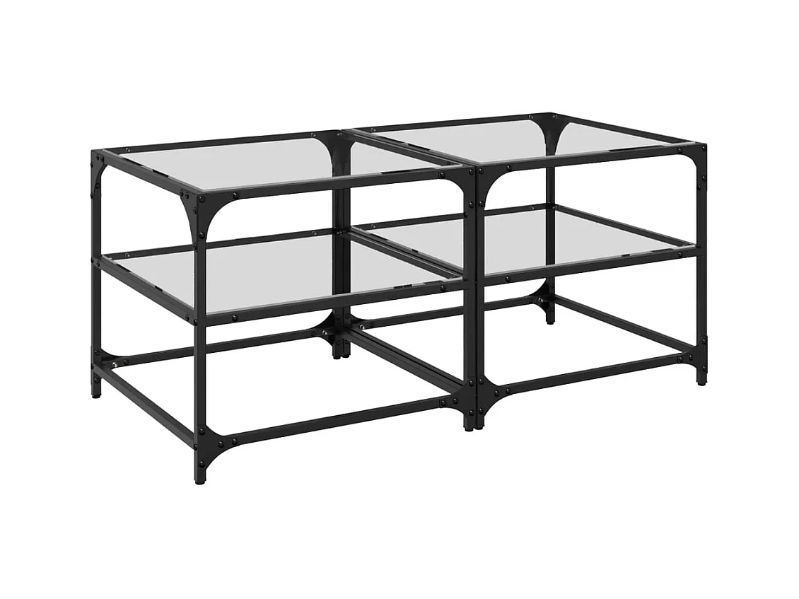 Tables basses salon-Tables d'appoint avec dessus en verre transparent 2 pcs acier SHL54042