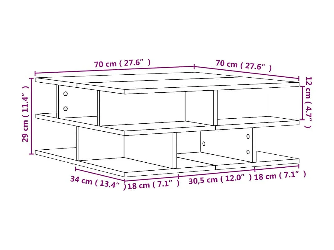 Mesa de centro-Mesa auxiliar de madera maciza de pino negro 55x56x32 cm SHL200567
