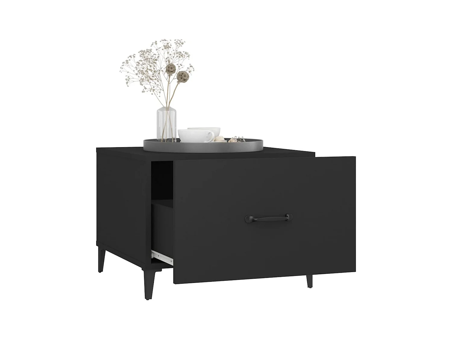 Conjunto de 2 Mesas de Centro | Mesa de apoio com pernas de metal 50x50x40 cm preto